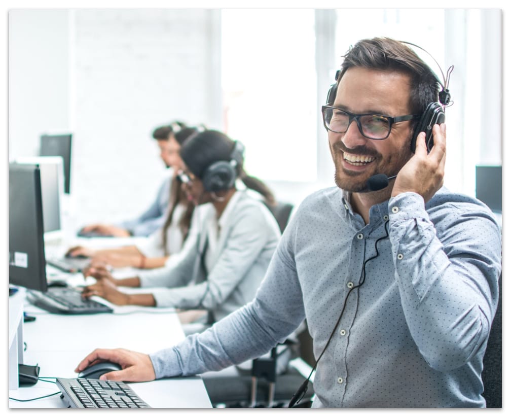 Customer service agent on phone