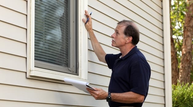 Man inspecting house